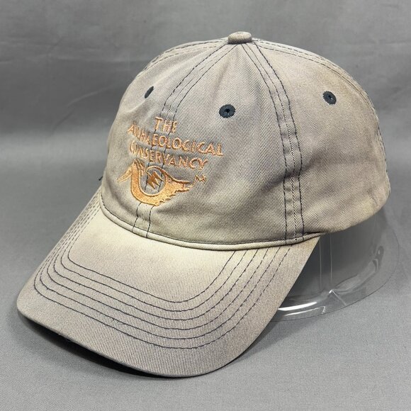 Archaeological Conservancy Strapback Cap Hat Gray Outdoor Distressed Logo Mens - Picture 2 of 14